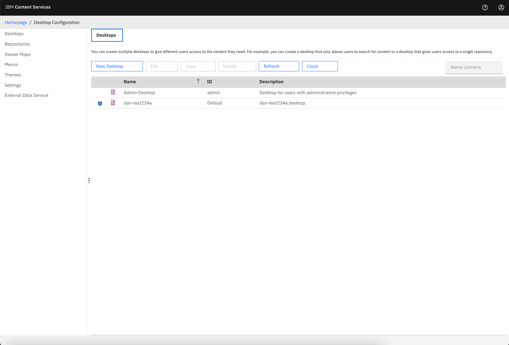 Desktop Configuration UI